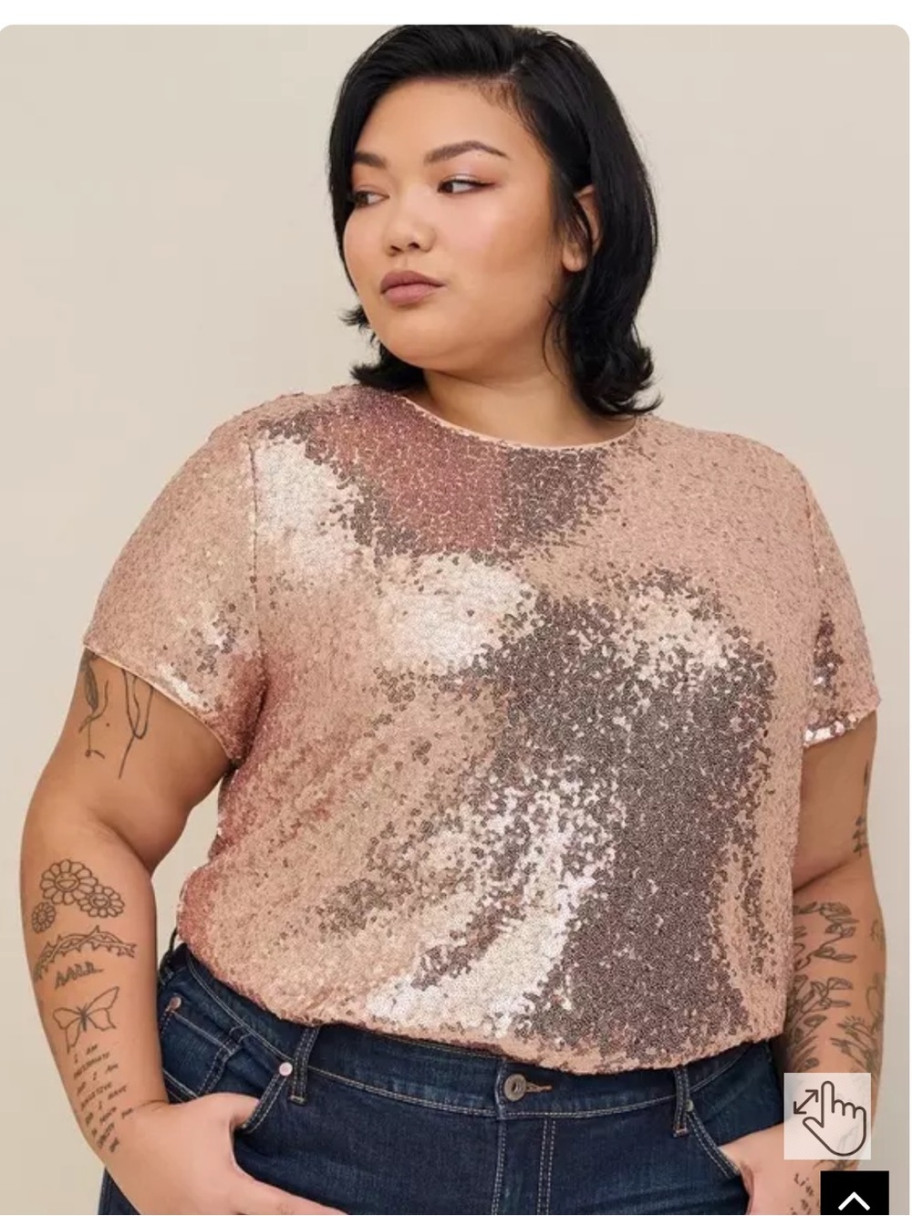 Torrid Champagne Beige Tan Abbey Sequin Top